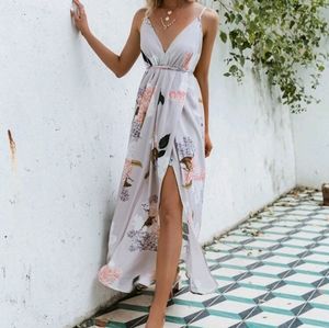 Grey floral maxi dress - XS